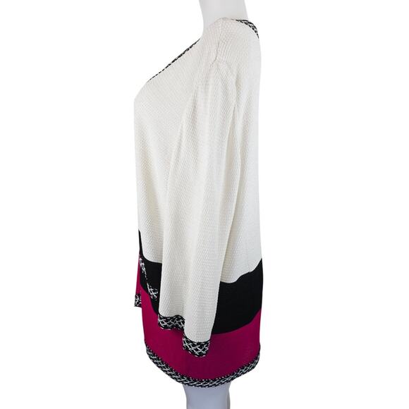 Stizzoli Black Pink Mid Zip Winter Women's Cardigan Tag 56 - US 20 - Picture 2 of 5